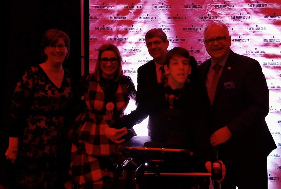 Justin, his parents, Lieutenant Governor Flanagan and Governor Walz