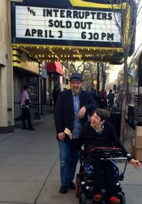 Justin and dad in front of theater marquis for sold out Interrupters April 3